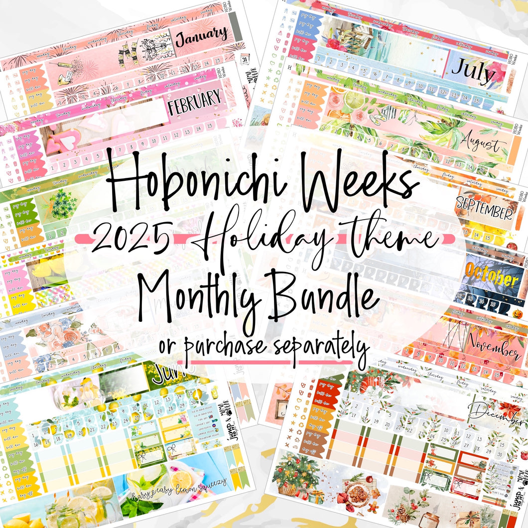HOBONICHI WEEKS HOLIDAY Monthly Bundle 2025 - 12 monthly kits