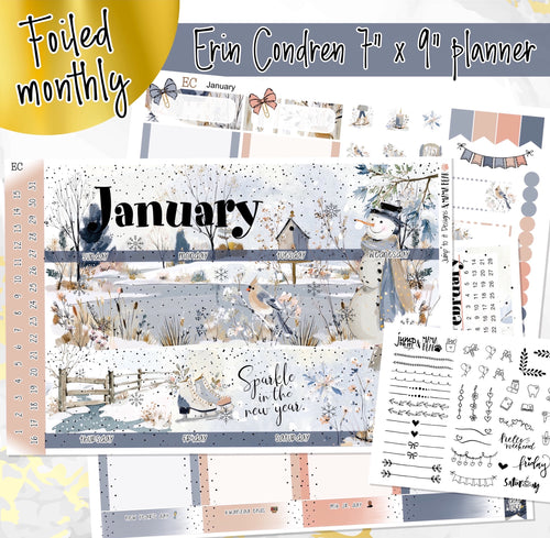 January Winter Haze FOILED monthly - Erin Condren Vertical Horizontal 7
