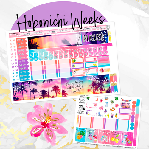August Sunset in Paradise monthly - Hobonichi Weeks personal planner