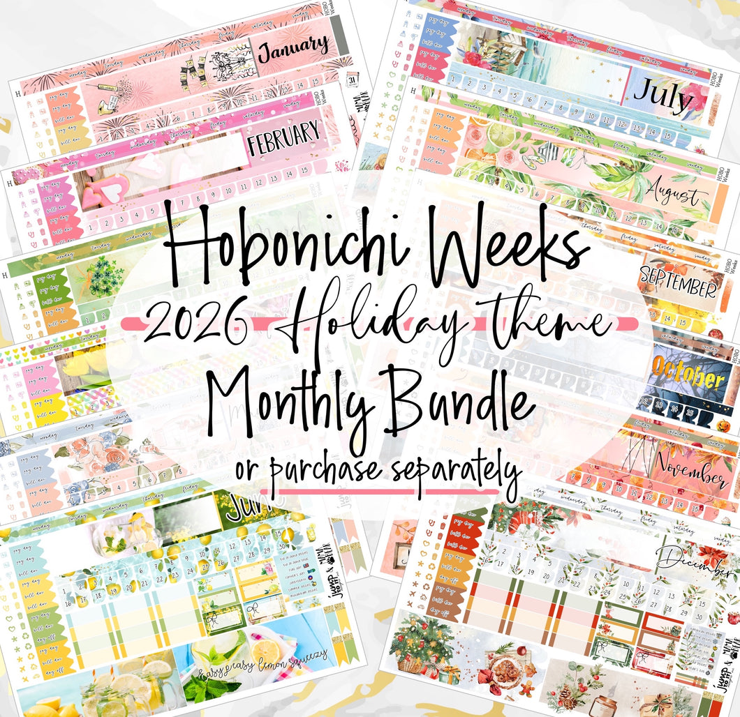 HOBONICHI WEEKS HOLIDAY Monthly Bundle 2026 - 12 monthly kits