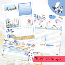 Load image into Gallery viewer, New Release August Hamptons Notes monthly sticker -25/26 Erin Condren Vertical Horizontal 7"x9", Happy Planner Classic, Mini &amp; Big