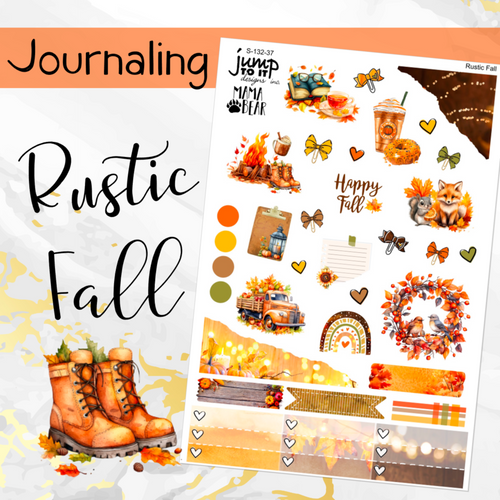 October Rustic  JOURNAL sheet - planner stickers          (S-132-37)