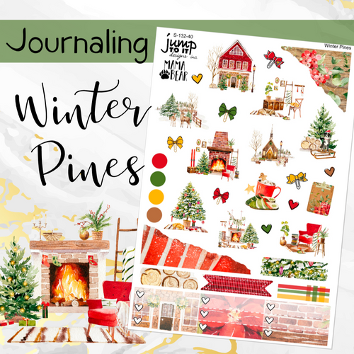 New Release December Winter Pines JOURNAL sheet - planner stickers          (S-132-40)