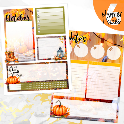 October Rustic  Notes monthly sticker - Erin Condren Vertical Horizontal 7
