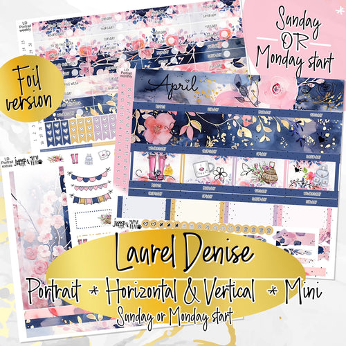 April Spring Blush FOIL -for Laurel Denise Planner stickers - Portrait, Mini, Vertical, Horizontal & Project
