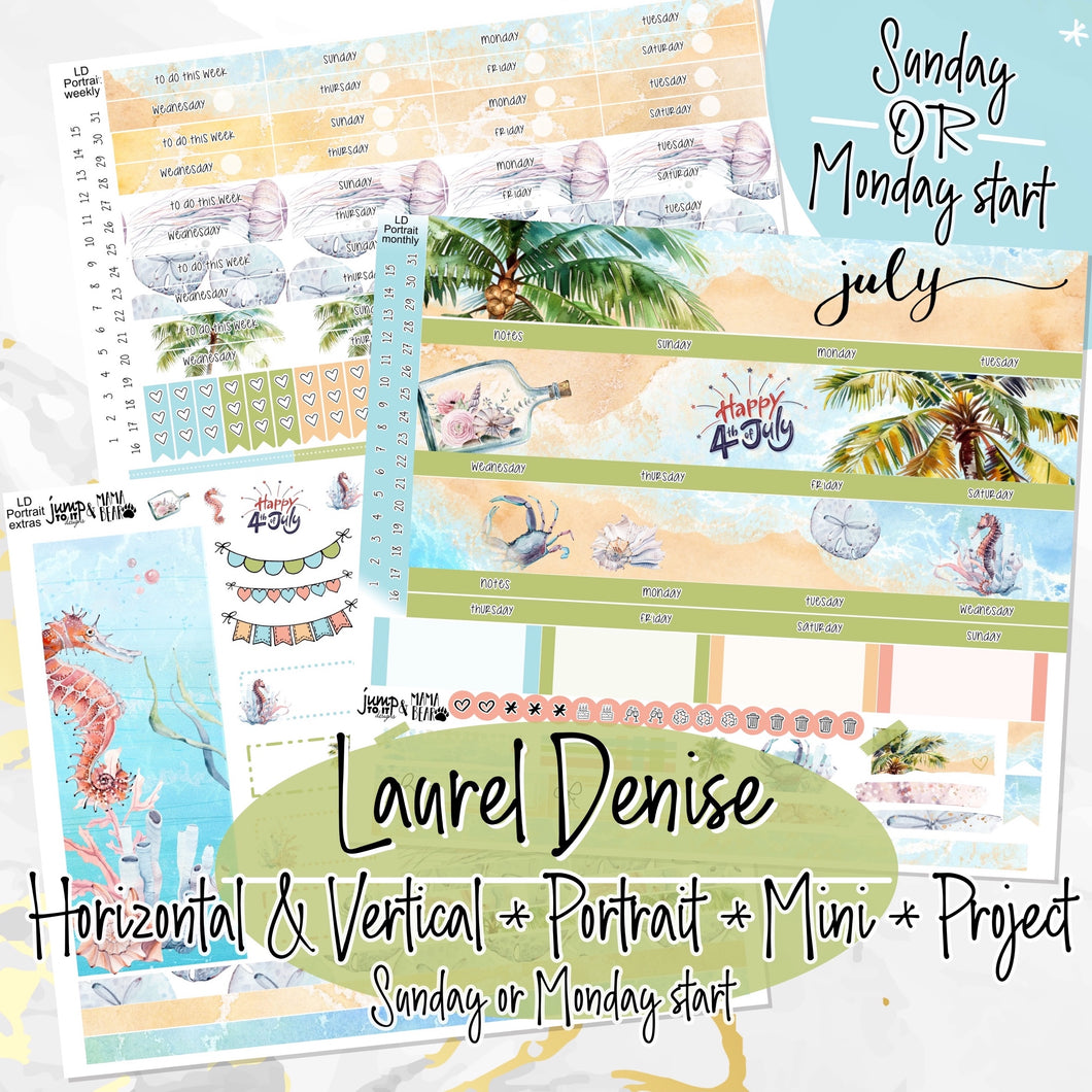 July Lazy Days -for Laurel Denise Planner stickers - Portrait, Mini, Vertical, Horizontal & Project