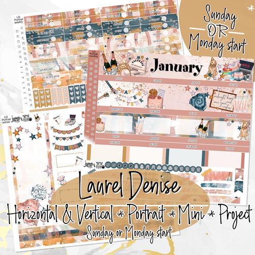 January NYE Night In -for Laurel Denise Planner stickers - Portrait, Mini, Vertical, Horizontal & Project