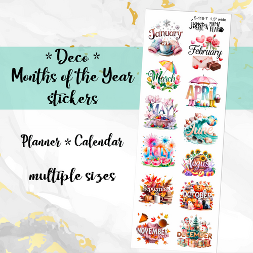 New Release Deco Months of the Year planner calendar stickers            (S-118-7)