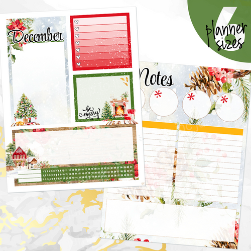 New Release December Winter Pines Notes monthly sticker - Erin Condren Vertical Horizontal 7