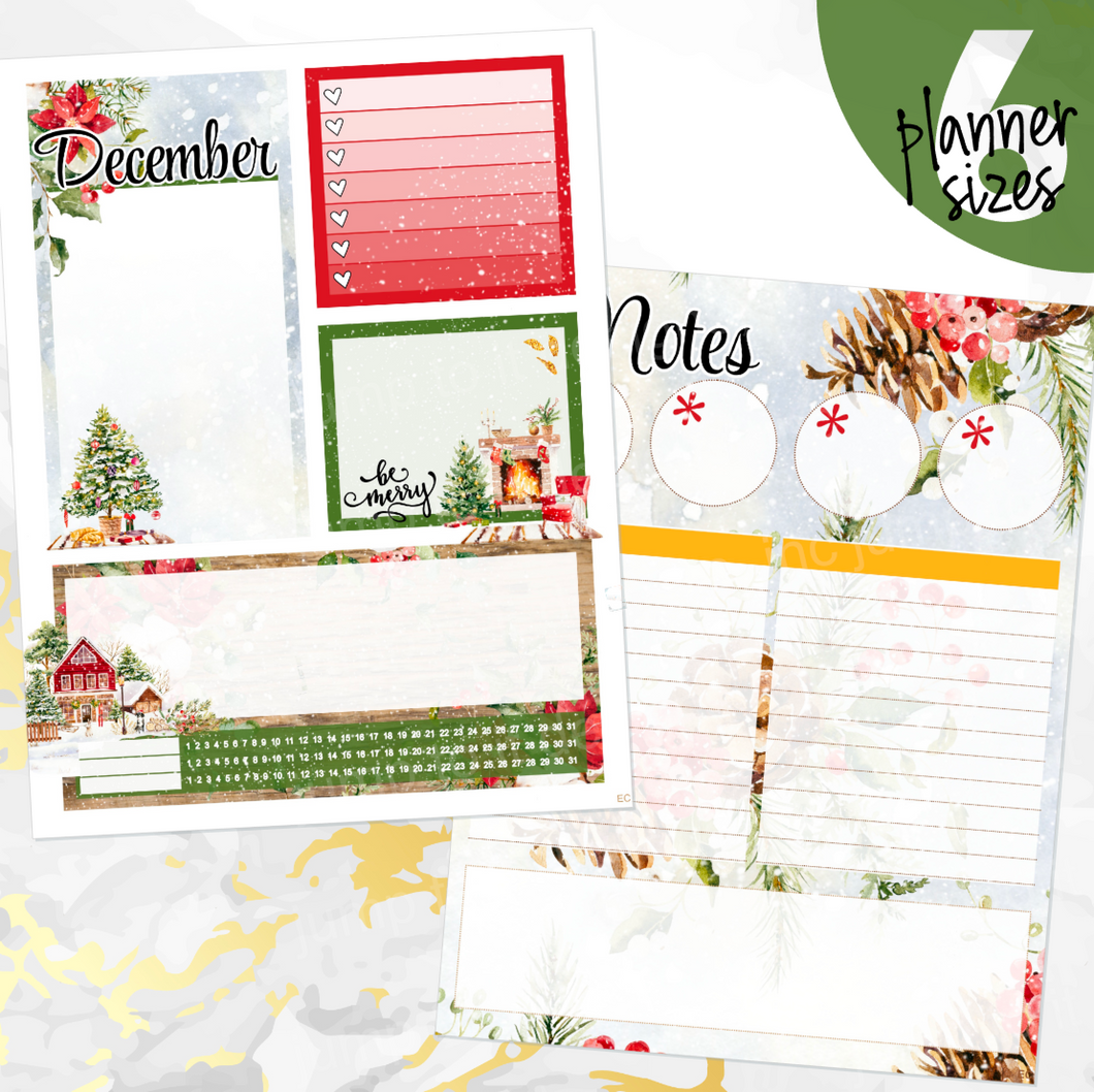 New Release December Winter Pines Notes monthly sticker - Erin Condren Vertical Horizontal 7