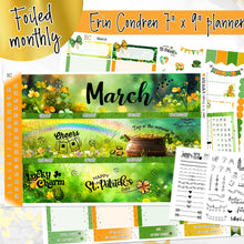 Load image into Gallery viewer, New Release March Lucky Charm FOILED monthly - Erin Condren Vertical Horizontal 7"x9"