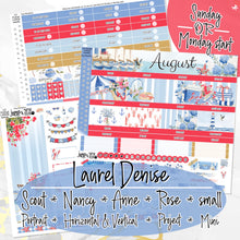 Load image into Gallery viewer, New Release August Hamptons -for Laurel Denise Planner stickers -Scout/Portrait, Anne/Vertical, Nancy/Horizontal, Rose/Project &amp; Mini