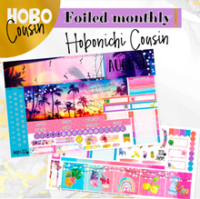 Load image into Gallery viewer, August Sunset in Paradise FOILED monthly - Hobonichi Cousin A5 personal planner