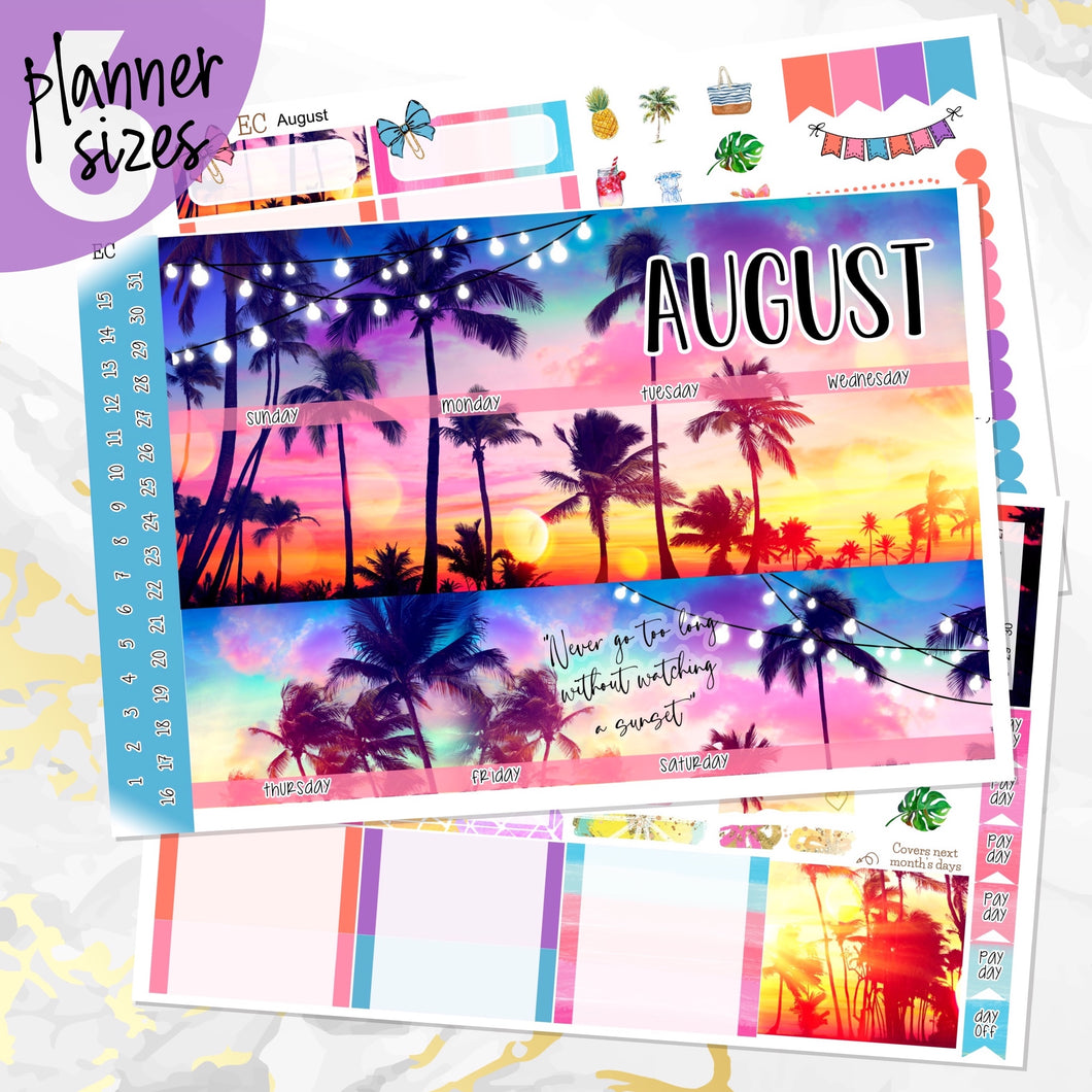 August Sunset in Paradise monthly - Erin Condren Vertical Horizontal 7