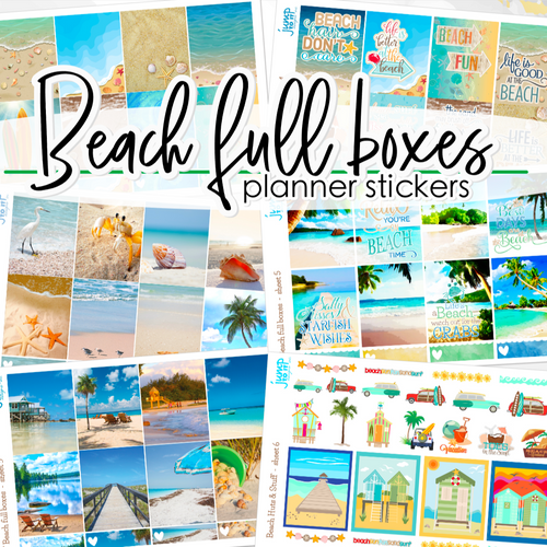 Beachy summer full boxes - planner stickers Erin Condren Happy Planner