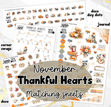 Load image into Gallery viewer, New Release Thankful Hearts November Planner Stickers – Matching Extras + Bundle &amp; Save!