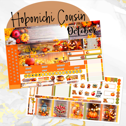 October Rustic monthly - Hobonichi Cousin A5 personal planner