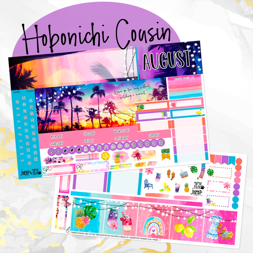 August Sunset in Paradise monthly - Hobonichi Cousin A5 personal planner