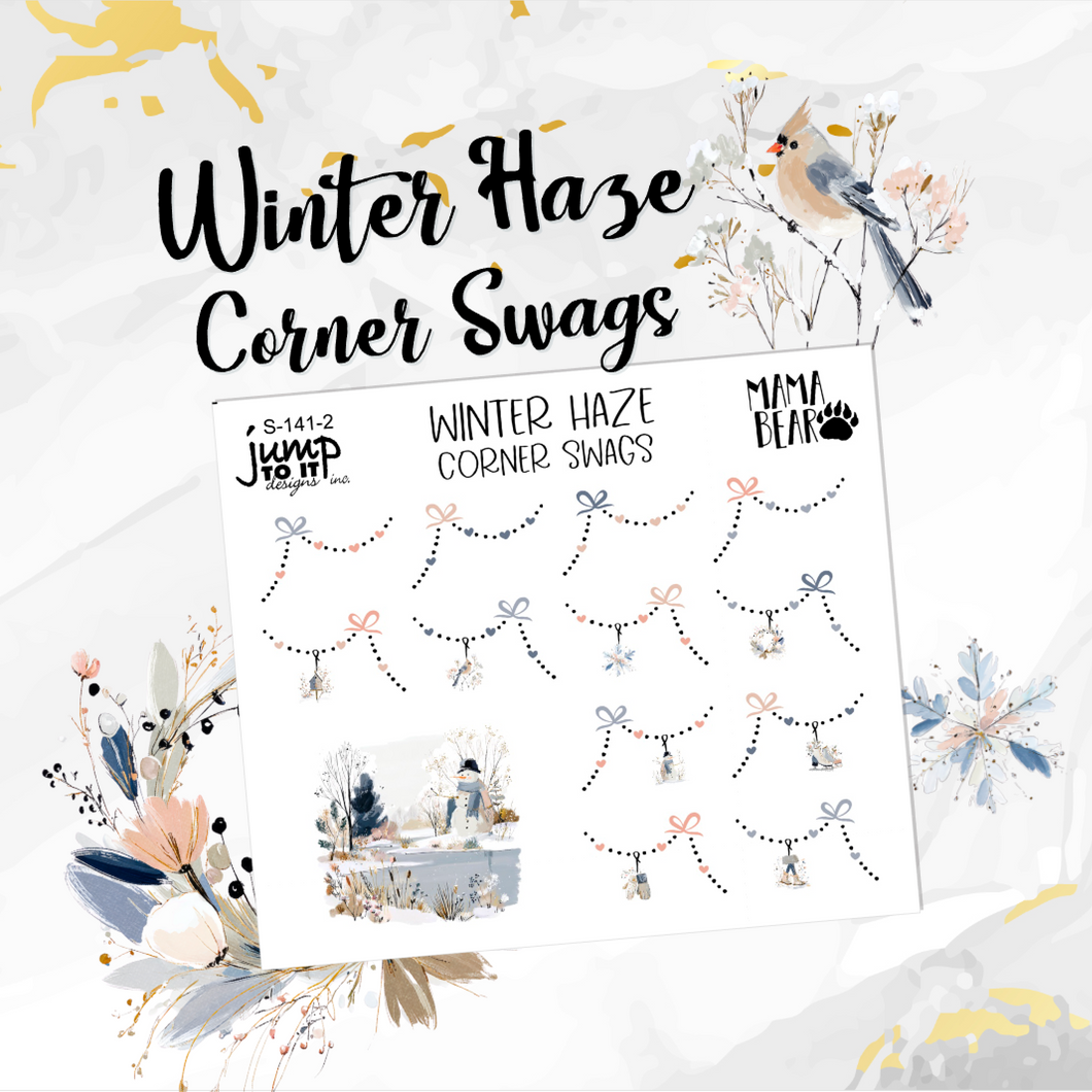 Winter Haze Corner Swags planner Christmas stickers          (S-141-2)