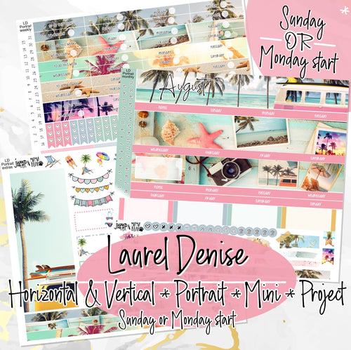August Summer Dreams-for Laurel Denise Planner stickers - Portrait, Mini, Vertical, Horizontal & Project