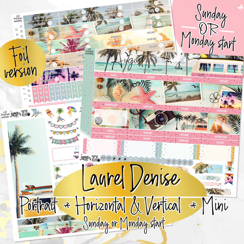 August Summer Dreams FOIL -for Laurel Denise Planner stickers - Portrait, Mini, Vertical, Horizontal & Project