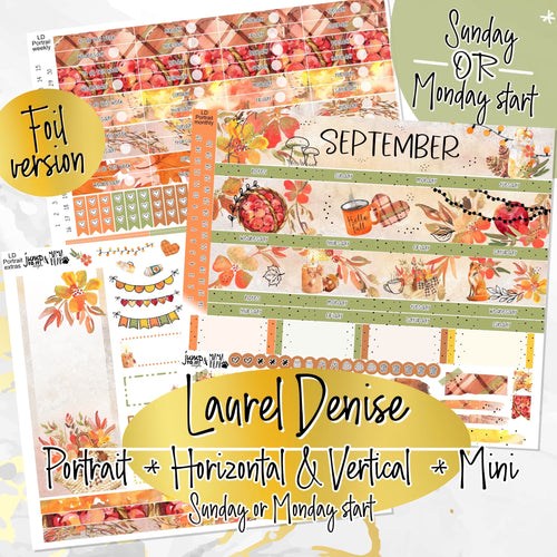 Sweet September FOIL -for Laurel Denise Planner stickers - Portrait, Mini, Vertical, Horizontal & Project