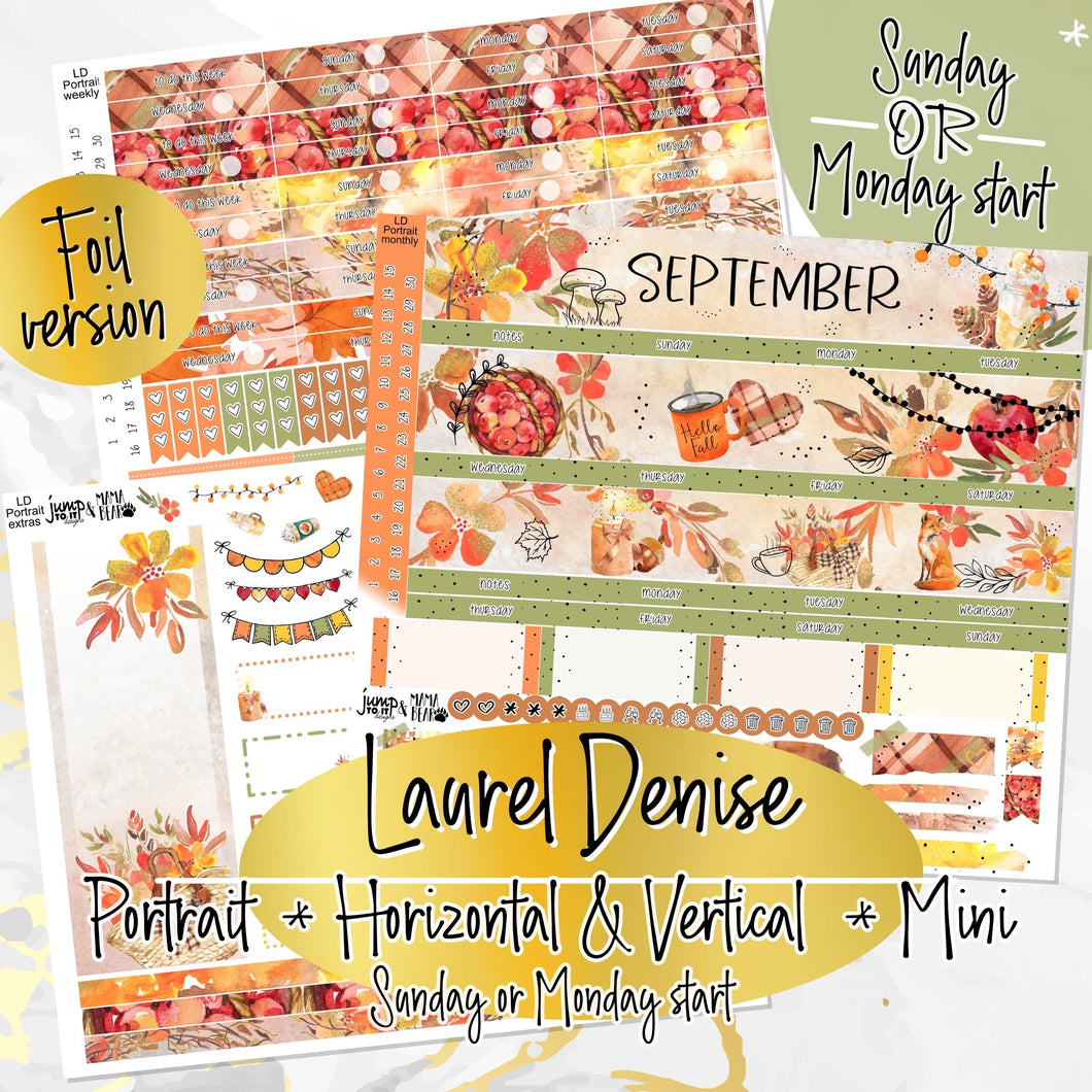 Sweet September FOIL -for Laurel Denise Planner stickers - Portrait, Mini, Vertical, Horizontal & Project