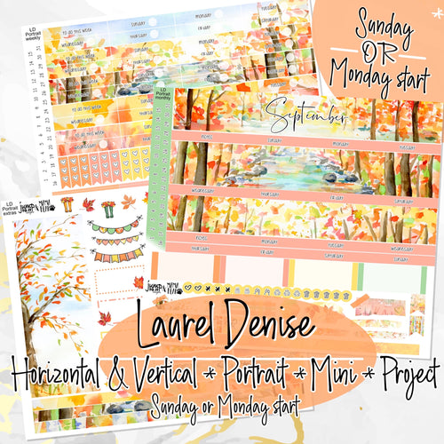September Fall Days -for Laurel Denise Planner stickers - Portrait, Mini, Vertical, Horizontal & Project