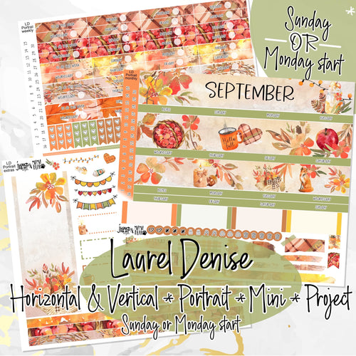 Sweet September -for Laurel Denise Planner stickers - Portrait, Mini, Vertical, Horizontal & Project