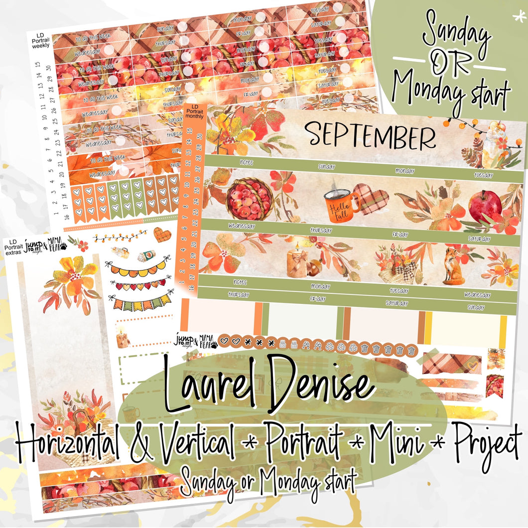 Sweet September -for Laurel Denise Planner stickers - Portrait, Mini, Vertical, Horizontal & Project