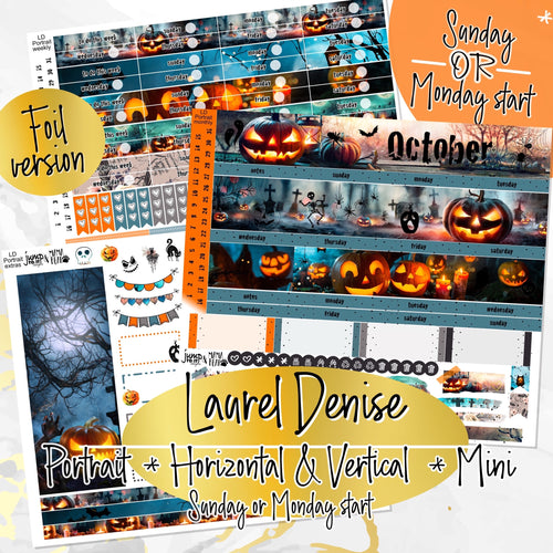 October Fright Night FOIL -for Laurel Denise Planner stickers - Portrait, Mini, Vertical, Horizontal & Project