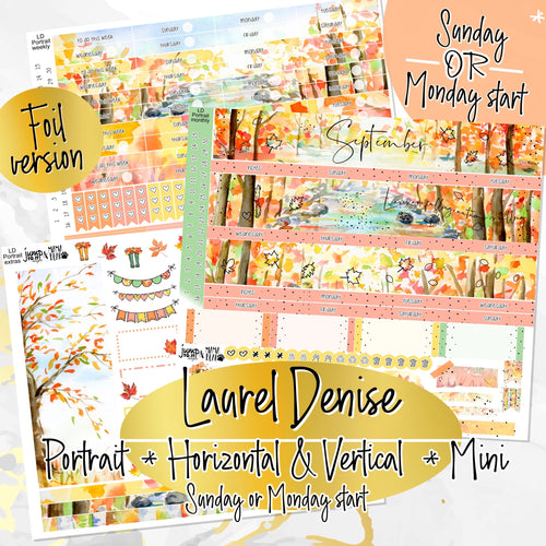 September Fall Days FOIL -for Laurel Denise Planner stickers - Portrait, Mini, Vertical, Horizontal & Project
