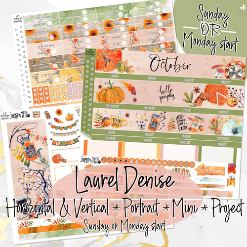 October Pumpkin Spice -for Laurel Denise Planner stickers - Portrait, Mini, Vertical, Horizontal & Project
