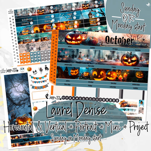 October Fright Night Halloween -for Laurel Denise Planner stickers - Portrait, Mini, Vertical, Horizontal & Project