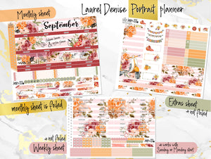 September Harvest Blush FOIL -for Laurel Denise Planner stickers - Portrait, Mini, Vertical, Horizontal & Project