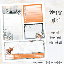 Load image into Gallery viewer, New Release January Snowy Hollow Notes monthly sticker -Erin Condren Vertical Horizontal 7"x9", Happy Planner Classic, Mini &amp; Big (Copy)