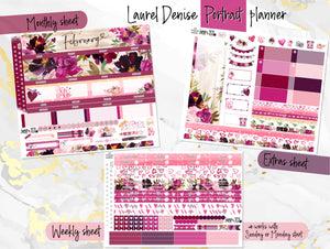 February Forever Love -for Laurel Denise Planner stickers - Portrait, Mini, Vertical, Horizontal & Project