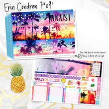 Load image into Gallery viewer, August Sunset in Paradise FOILED monthly - Erin Condren Vertical Horizontal 7&quot;x9&quot;, Happy Planner Classic
