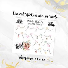 Load image into Gallery viewer, February Warm Hearts Corner Swags planner stickers          (S-141-3)