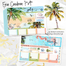 Load image into Gallery viewer, July Lazy Days FOILED monthly - Erin Condren Vertical Horizontal 7&quot;x9&quot;, Happy Planner Classic