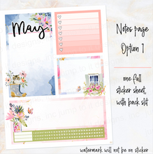 Load image into Gallery viewer, May Tiptoes Notes monthly sticker -25/26 Erin Condren Vertical Horizontal 7"x9", Happy Planner Classic, Mini &amp; Big