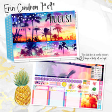 Load image into Gallery viewer, August Sunset in Paradise monthly - Erin Condren Vertical Horizontal 7&quot;x9&quot;, Happy Planner Classic, Mini &amp; Big