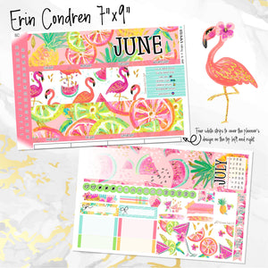 June Hello Summer monthly - Erin Condren Vertical Horizontal 7"x9", Happy Planner Classic, Mini & Big