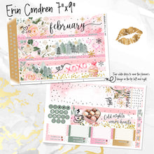 Load image into Gallery viewer, February Warm Hearts FOILED monthly - Erin Condren Vertical Horizontal 7"x9"