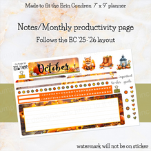 Load image into Gallery viewer, October Rustic  NEW25/26 Notes monthly sticker - Erin Condren Vertical Horizontal 7x9