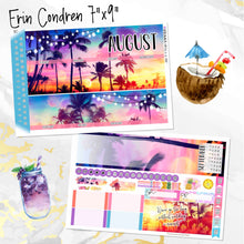 Load image into Gallery viewer, New Release August Sunset in Paradise monthly - Erin Condren Vertical Horizontal 7"x9", Happy Planner Classic, Mini &amp; Big