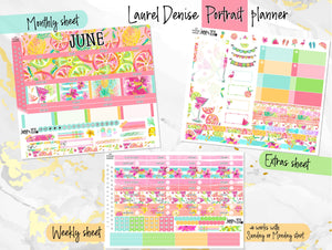 June Hello Summer -for Laurel Denise Planner stickers - Portrait, Mini, Vertical, Horizontal & Project