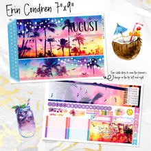 Load image into Gallery viewer, New Release August Sunset in Paradise FOILED monthly - Erin Condren Vertical Horizontal 7"x9"