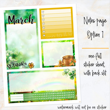 Load image into Gallery viewer, New Release March Lucky Charm Notes monthly sticker -25/26 Erin Condren Vertical Horizontal 7"x9", Happy Planner Classic, Mini &amp; Big
