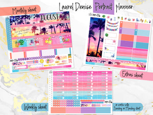 August Sunset in Paradise -for Laurel Denise Planner stickers - Portrait, Mini, Vertical, Horizontal & Project